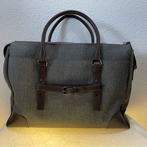 TUMI villa Collection Tote Bag Coated Canvas Earl Gray with brown leather.